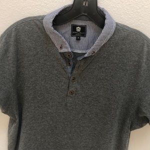 Men’s Polo Shirt - gingham collar & gray cotton